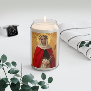 Vela de Santa Solange de Bourges - Vela de oración perfumada, 13.75 oz - Vela de oración religiosa - Vela católica de Santa