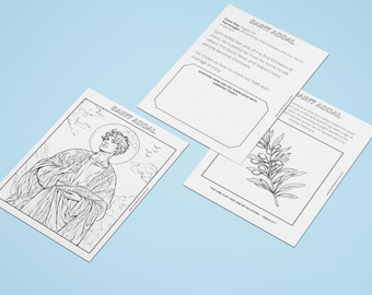 Descarga digital - Páginas para colorear y actividades - San Addal - Arte católico para colorear - IMPRESIÓN DIGITAL - Escuela dominical - Educación en casa