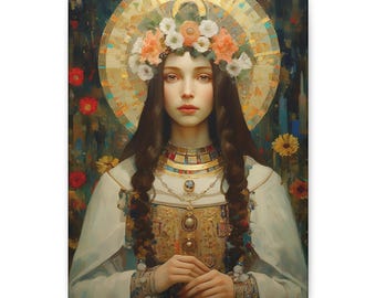Santa Dorotea - Tela con cornice a galleria - Stampa Anime Santificate - Arte religiosa per la tua casa