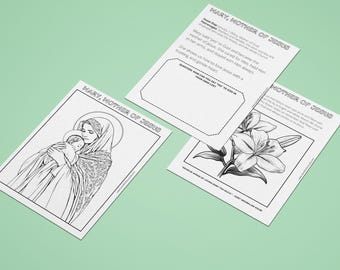 Descarga digital - Páginas para colorear y actividades - María, Madre de Jesús - Libro para colorear católico - IMPRESIÓN DIGITAL - Escuela dominical - Educación en casa
