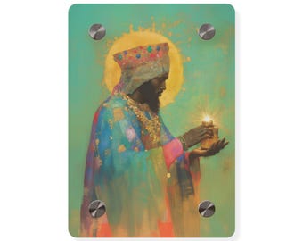Balthazar and the Gift of Foretold Sorrow - 3 Wise Men - Wall Art Panel - Ready to Hang Acrylic Print - Catholic Saint Art - Christian