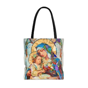 Jungfrau Maria - Licht aller Heiligen Einkaufstasche - Große, mittelgroße, Glaubens-Kunsttasche - Katholischer Glaubens-Geldbeutel - Religiös Alles tragen
