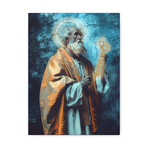 Sankt Petrus - Galleriinpackad Canvastavla - Canvastavla - Religiös konst för ditt hem - Katolsk konsttryck - bönerumskonst - Gallericanvastavlor 11″ x 14″