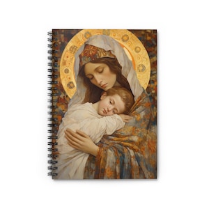 Cuna de Gracia - Diario de la Virgen y el Niño Cristo - Arte de las Almas Santificadas - Cuaderno de base religiosa - Cuaderno espiral - Línea reglada