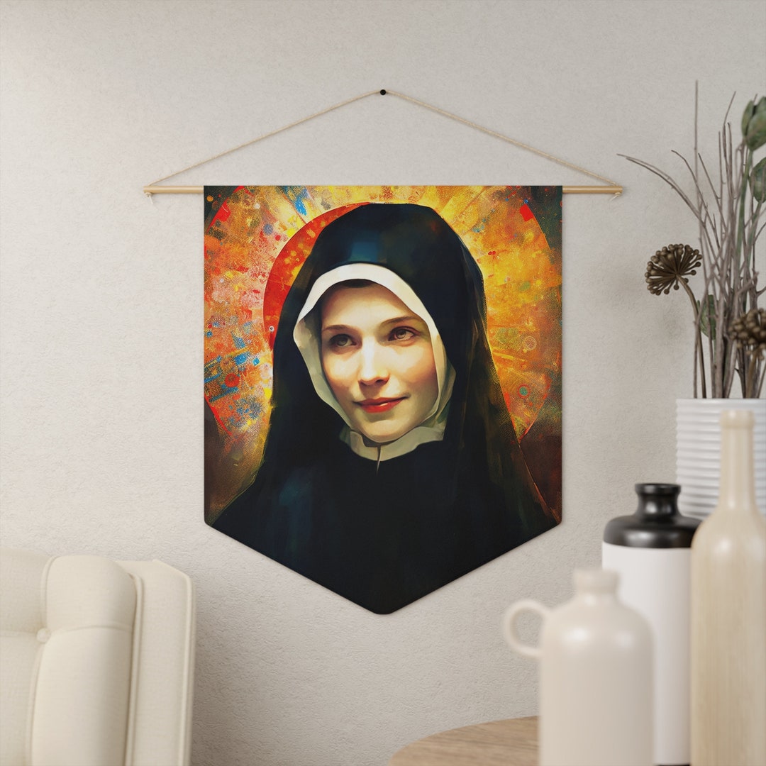 Saint Maria Faustina Kowalska Wall Banner / Wall Hanging / Pennant - Religious Art - Prayer Room ...