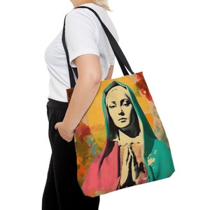 Maria Mutter Gottes Tragetasche - Katholische Glaube inspirierte Tragetasche - Alltagstasche - Maria die Jungfrau - Doppelseitig