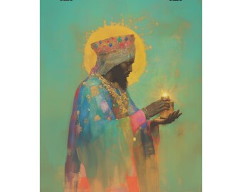 Balthazar and the Gift of Foretold Sorrow - 3 Wise Men - Sanctified Souls Print - Multiple Sizes - Premium Matte Vertical Posters