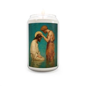 San Juan Bautista, el Profeta y la Promesa - Vela perfumada de oración, 390 g - Tamaño grande - Vela de oración religiosa - Hogar católico