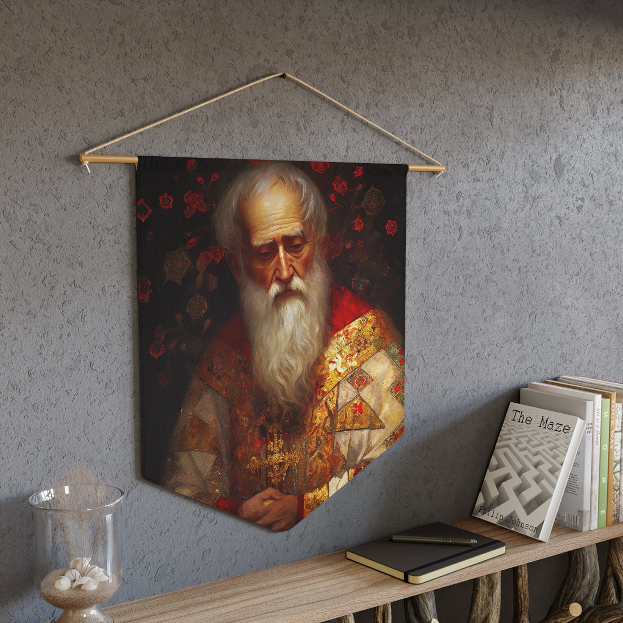 Saint Nicholas Wall Banner / Wall Hanging - Prayer Room Art - Catholic ...
