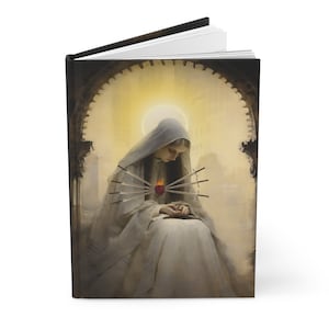 Diário Forrado de Capa Dura Nossa Senhora das Dores - Caderno Devocional - Diário de capa dura forrado dupla face - Diário de Oração - Mãe Maria