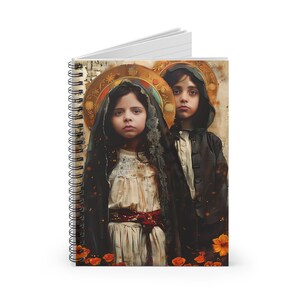 Santos Francisco y Jacinta Marto - Arte de las Almas Santificadas - Cuaderno de Base Religiosa - Cuaderno de Espiral - Línea Reglada