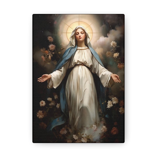 Ethereal Beauty - The Immaculate Mother - Gallery Wrapped Canvas - Sanctified Souls Print - Religious Art for your Home - Immaculate Mary