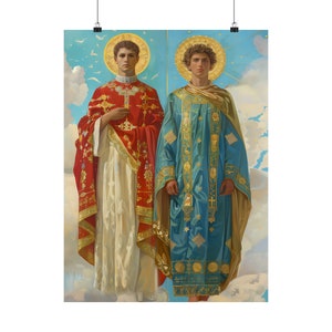 Saints Faustinus and Jovita - Sanctified Souls Print - Multiple Sizes - Premium Matte Vertical Posters - Catholic Art for the home