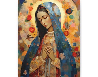 Mary&#39;s Silent Blessing - Museum Wrapped Canvas - Sanctified Souls Print - Religious Art for your Home - The Virgin Mary