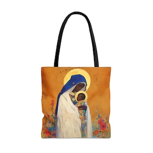Die göttliche Umarmung - Unsere Liebe Frau von Kibeho Einkaufstasche - Große Mittel Kleine Glaube Kunst Tasche - Katholischer Glaube Geldbörse - Religiös Alles Tragen
