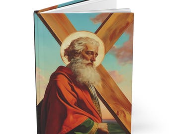 Saint Andrew the Apostle Hardcover Lined Journal - Devotional Notebook - Double sided lined Hardcover Journal - Catholic