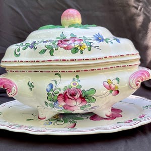 Antique hand-painted Fine French Porcelain Faïence signed Henri Chaumeil (late 1800’s) Grannycore