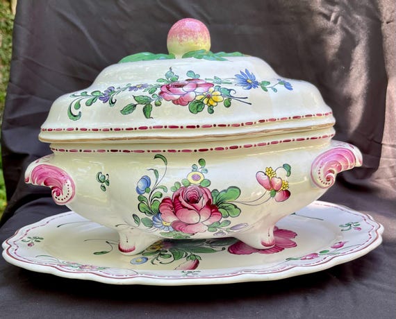 人気，低価】 Faience Fine / France Antique 花リムプレート