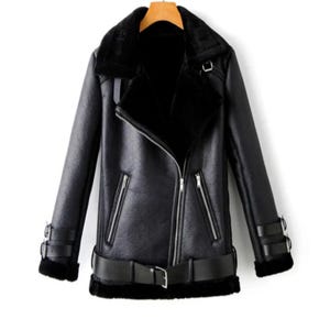Women&#39;s Leather Jacket RAF B3 Bomber Aviator Flying Shearling Bomber Jacket