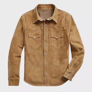 Herren Wildlederjacke Trucker Style Biker Braune Wildlederjacke