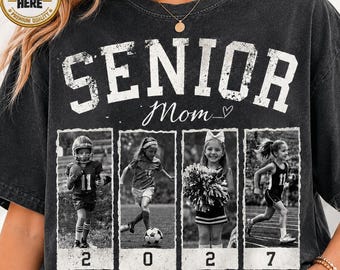 Comfort Color Personalized 2027 Senior Bootleg Photo Shirt, Custom Softball Mom Shirt with Name & Number, Senior Player Shirt