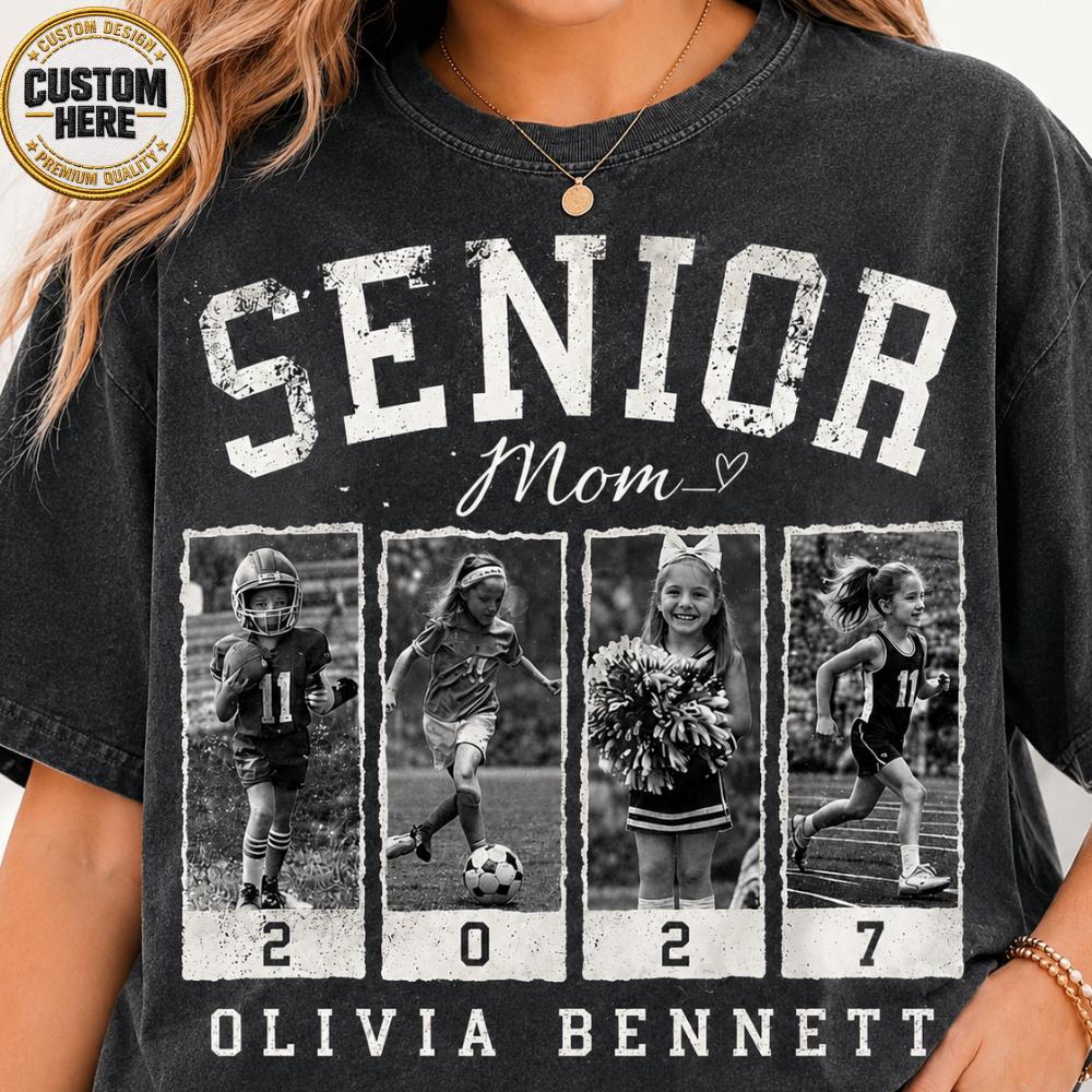 Comfort Color Personalized 2027 Senior Bootleg Photo Shirt, Custom Softball Mom Shirt with Name & Number, Senior Player Shirt