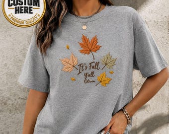 Custom Embroidered Fall Shirt, Personalized Turkey Name Tee, It's Fall Y'all Sweatshirt, Pumpkin Season Autumn Embroidery Gift