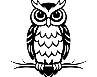 Simple Owl Line Art SVG, Animal Clipart, Cricut Cut File (Vector)