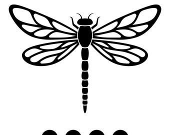 Vecteur de dessin au trait libellule, illustration d'insecte minimaliste, style tatouage (svg, png, eps, dxf)