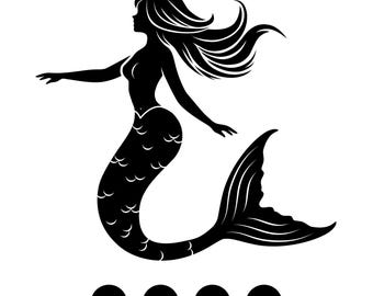 Meerjungfrau Silhouette SVG | Minimalistische Seesirene Clipart (Cricut Cut Datei)
