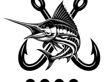 Hameçon SVG, vecteur de poisson croisé, clipart pêcheur, fichier de coupe Cricut