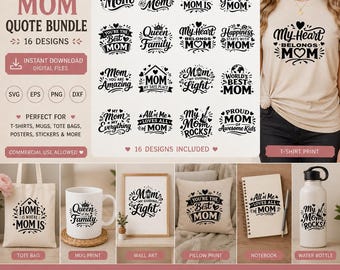 16 Mama Zitate SVG Bundle, Muttertag Shirt Design (digitaler Download)