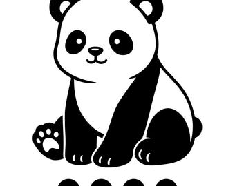 Minimalistische Kawaii Panda Clipart, Baby Animal PNG (digitaler Download)
