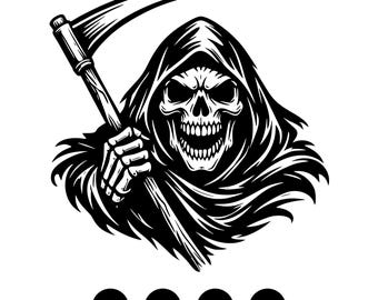 La Faucheuse PNG SVG | Clipart crâne gothique sombre (téléchargement numérique)