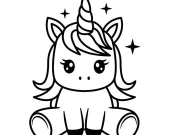 Unicorn SVG, Line Art Clipart, Cricut Cut File (Digital Download)