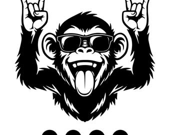 Monkey Rock Hand SVG | Sonnenbrille, Tongue Out, Streetwear Grafik (Cricut Cut Datei)