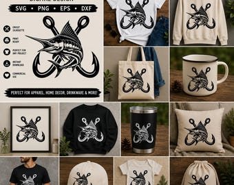 Angelhaken SVG, gekreuzte Fische Vektor, Angler Clipart, Cricut Cut Datei