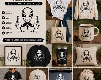 Alien Mittelfinger SVG | UFO-Clipart - Rebellen UFO (png, eps, dxf)