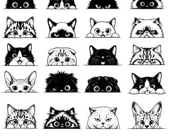 Ensemble SVG chat furtif | 20 limes félins pour Cricut, tasses, décalcomanies