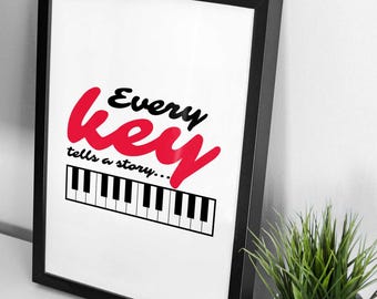 Piano Key Typography Print: Inspirational Music Room Decor (Digital Download)