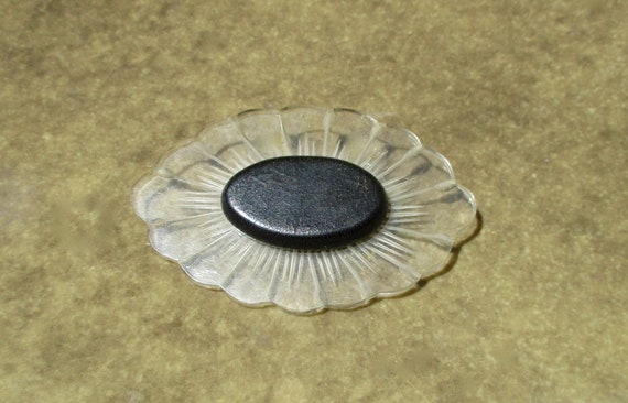 Vintage 1940s Clear Lucite & Black Wood Flower Bro