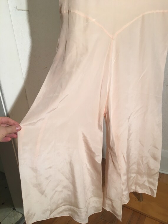 1920's 1930's Silk Peach Romper Pajamas Wide Leg w