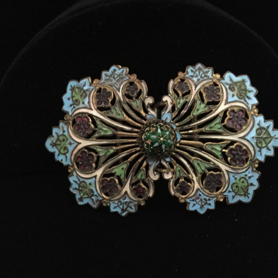 Art Nouveau French Enamel Sash Buckle -Belt Buckle