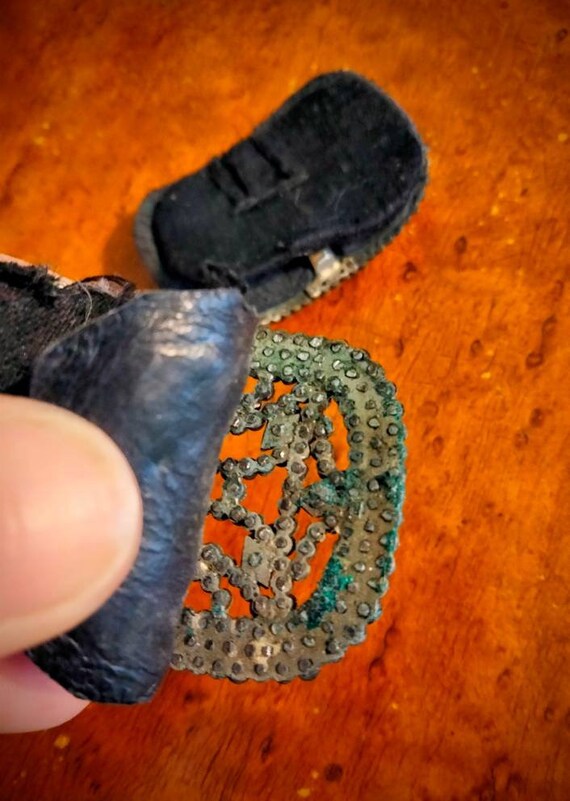 Vintage Victorian French Cut Steel Shoe Clips Gem