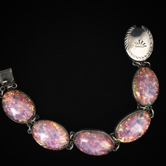 1950s Pink and Sterling Mexican Pendant and Brace… - image 5