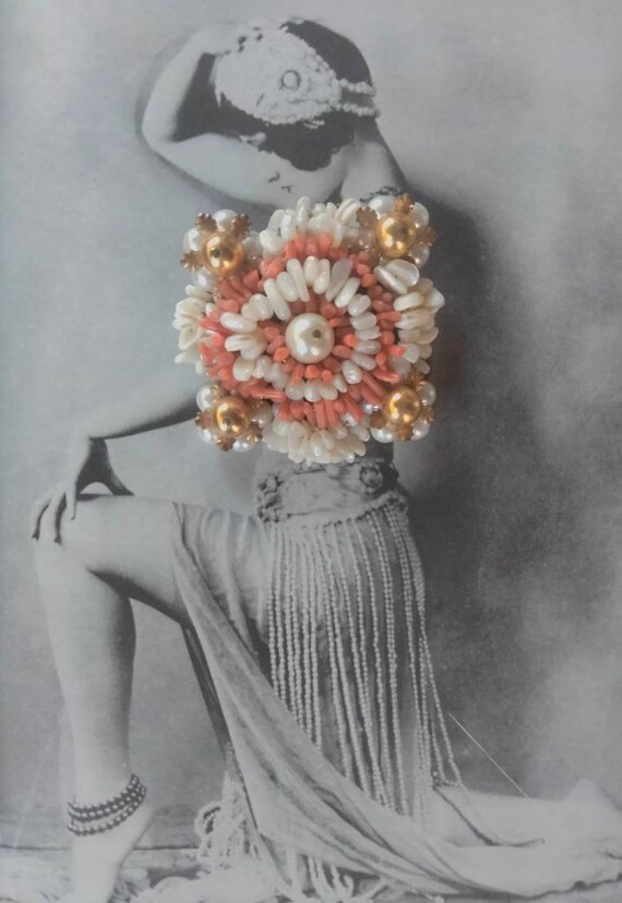 Vintage Coral, Pearl and Mother of Pearl Mermaid … - image 2