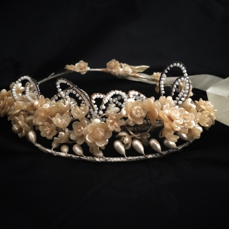 1920s Wedding Wax Flower Crown\u2014Orange Blossom