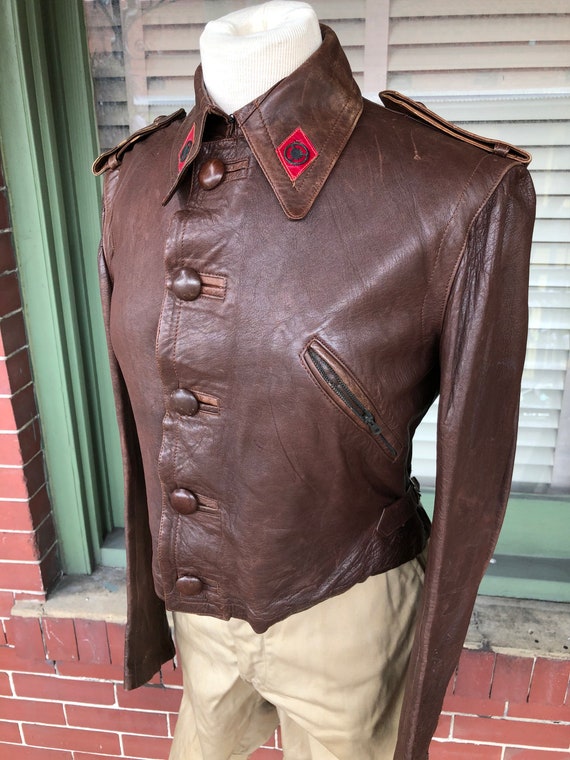 Vintage high waisted 1930s leather motorcycle jack