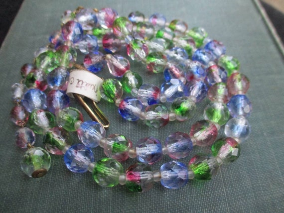 Stunning 1950s Pink Rainbow Crystal Beaded Neckla… - image 5