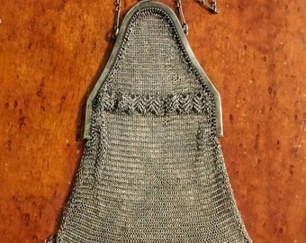 Vintage 1920s Silver Chainmail German Evening Purse